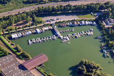 Luftaufnahme von Motorbootclub Karlsruhe eV im Ortsteil Knielingen im Bundesland Baden-Württemberg, Deutschland