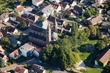 St. Cyriakus im Ortsteil Beiertheim-Bulach in Karlsruhe im Bundesland Baden-Württemberg, Deutschland von oben