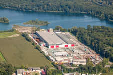 Luftbild von Beton- und Baustoffmischwerk der Betonfertigteilewerk Linkenheim GmbH & Co. KG in Linkenheim-Hochstetten im Bundesland Baden-Württemberg, Deutschland