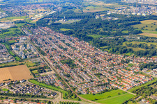 Luftbild von Stadtansicht von Nordosten im Ortsteil Neureut in Karlsruhe im Bundesland Baden-Württemberg, Deutschland