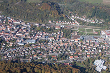 Annweiler am Trifels im Bundesland Rheinland-Pfalz, Deutschland aus der Drohnenperspektive