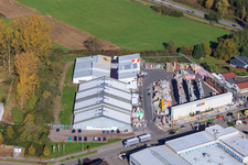 Union Bauzentrum Hornbach Kandel im Ortsteil Minderslachen im Bundesland Rheinland-Pfalz, Deutschland vom Flugzeug aus