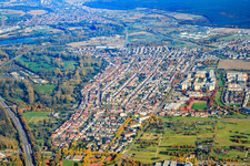 Ansicht des Ortsteil von Südwesten im Ortsteil Neureut in Karlsruhe im Bundesland Baden-Württemberg, Deutschland