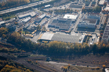 Luftbild von Lagerhallen und Speditionsgebäude SWS-Speditions-GmbH, Ottostraße im Ortsteil Durlach in Karlsruhe im Bundesland Baden-Württemberg, Deutschland