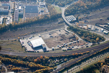 Luftaufnahme von Wofahrtsweierer Straße, Emons Spedition GmbH im Ortsteil Oststadt in Karlsruhe im Bundesland Baden-Württemberg, Deutschland