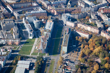 Kriegsstraße Ost im Ortsteil Südstadt in Karlsruhe im Bundesland Baden-Württemberg, Deutschland aus der Luft betrachtet