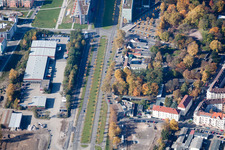 Drohnenaufname von Kriegsstraße Ost im Ortsteil Südstadt in Karlsruhe im Bundesland Baden-Württemberg, Deutschland