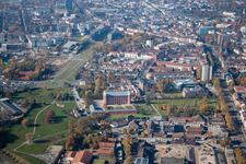 Ortsteil Oststadt in Karlsruhe im Bundesland Baden-Württemberg, Deutschland von einer Drohne aus