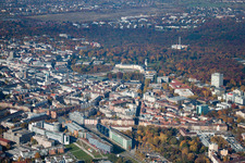 Karlsruhe von Südosten im Ortsteil Oststadt im Bundesland Baden-Württemberg, Deutschland