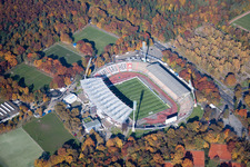 Luftbild von KSC-Stadion im Karlsruher Hardtwald im Ortsteil Innenstadt-Ost im Bundesland Baden-Württemberg, Deutschland