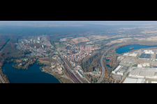 Wörth am Rhein von Osten im Bundesland Rheinland-Pfalz, Deutschland von oben