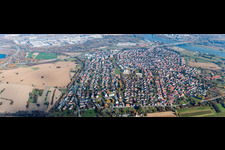 Ortschaft an den Fluss- Uferbereichen des Rhein im Ortsteil Maximiliansau in Wörth am Rhein im Bundesland Rheinland-Pfalz, Deutschland