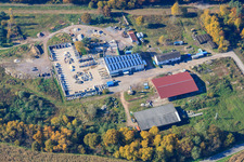 Luftbild von Palatinum Landschafts- und Gartendesign am ehemaligen Sägewerk in Hagenbach im Bundesland Rheinland-Pfalz, Deutschland