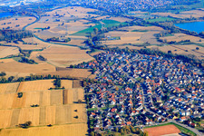 Schrägluftbild von Panorama von Westen in Hagenbach im Bundesland Rheinland-Pfalz, Deutschland