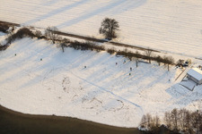 Naherholgungsgebiet Johanneswiesen im Winter bei Schnee in Jockgrim im Bundesland Rheinland-Pfalz, Deutschland