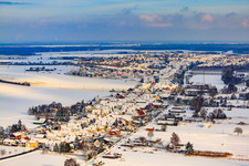 Luftbild von Saarstraße im Schnee in Kandel im Bundesland Rheinland-Pfalz, Deutschland