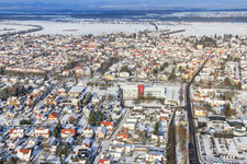 Lauterburger Straße bei Schnee im Winter in Kandel im Bundesland Rheinland-Pfalz, Deutschland