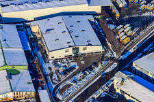 Frey Küchenzentrum-Innenausbau GmbH bei Schnee im Winter im Ortsteil Minderslachen in Kandel im Bundesland Rheinland-Pfalz, Deutschland