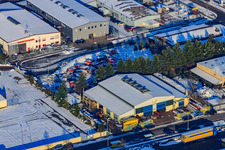 Horstring bei Schnee im Winter im Ortsteil Minderslachen in Kandel im Bundesland Rheinland-Pfalz, Deutschland