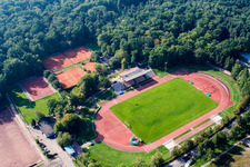 Ensemble der Sportplatzanlagen Bienwaldstadion und Tennisclub in Kandel im Bundesland Rheinland-Pfalz, Deutschland
