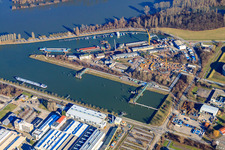 Neuer Hafen und Ölhafen Speye mit Werft  Josef Braun GmbH & Co. KG in Speyer im Bundesland Rheinland-Pfalz, Deutschland