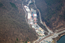 Gebäude und Produktionshallen auf dem Werksgelände Gelita AG in Eberbach im Bundesland Baden-Württemberg, Deutschland