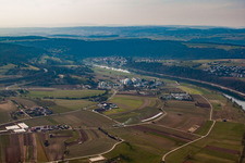 Luftaufnahme von KKW Obrigheim - noch am Netz im Bundesland Baden-Württemberg, Deutschland