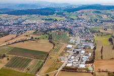 Gewerbegebiet Grombacher Straße im Ortsteil Jöhlingen in Walzbachtal im Bundesland Baden-Württemberg, Deutschland