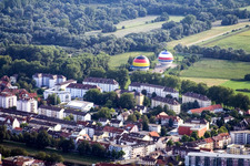 Kugelförmige Gastanks im Ortsteil Niederbühl in Rastatt im Bundesland Baden-Württemberg, Deutschland