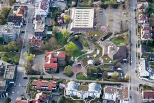 Luftbild von Gebäude der Veranstaltungshalle Stadthalle Korntal im Ortsteil Korntal in Korntal-Münchingen im Bundesland Baden-Württemberg, Deutschland