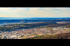 Panorama Stadtansicht von Norden im Ortsteil Zuffenhausen in Stuttgart im Bundesland Baden-Württemberg, Deutschland