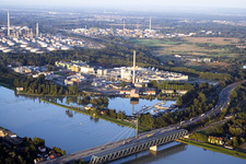 Luftaufnahme von Maxau, Rheinbrücke im Ortsteil Knielingen in Karlsruhe im Bundesland Baden-Württemberg, Deutschland