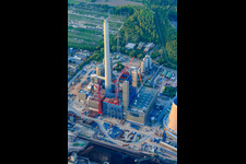 Baustelle zur Erweiterung des Rheinhafen-Dampfkraftwerk Karlsruhe der EnBW Energie Baden-Württemberg AG im Ortsteil Daxlanden, Deutschland aus der Luft