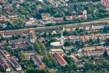 Luftbild von St. Konrad im Ortsteil Rheinau in Mannheim im Bundesland Baden-Württemberg, Deutschland