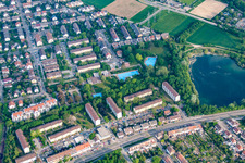Luftbild von Parkschwimmbad im Ortsteil Rheinau in Mannheim im Bundesland Baden-Württemberg, Deutschland