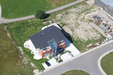 Drohnenaufname von Gewerbegebiet Im Schwarzenbusch im Ortsteil Pfaffenrot in Marxzell im Bundesland Baden-Württemberg, Deutschland