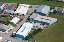 Gewerbegebiet Im Schwarzenbusch im Ortsteil Pfaffenrot in Marxzell im Bundesland Baden-Württemberg, Deutschland von oben