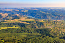Blick über den Hunsrück bis Bacharach im Bundesland Rheinland-Pfalz, Deutschland