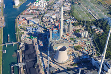 Rheinhafen-Dampfkraftwerk der ENBW im Ortsteil Daxlanden in Karlsruhe im Bundesland Baden-Württemberg, Deutschland von oben gesehen