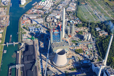 Rheinhafen-Dampfkraftwerk der ENBW im Ortsteil Daxlanden in Karlsruhe im Bundesland Baden-Württemberg, Deutschland aus der Vogelperspektive