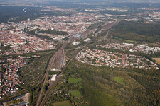 Luftbild von Karlsruhe von Südwesten im Ortsteil Beiertheim-Bulach im Bundesland Baden-Württemberg, Deutschland