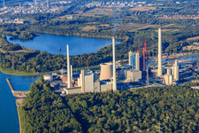 Drohnenaufname von Rheinhafen-Dampfkraftwerk der ENBW im Ortsteil Daxlanden in Karlsruhe im Bundesland Baden-Württemberg, Deutschland