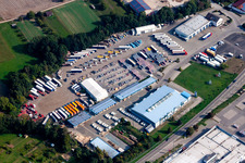 Gewerbegebiet und Firmenansiedlung Justus von Liebig Straße mit R + K Nutzfahrzeugservice und Essenpreis Haustechnik GmbH in Östringen im Bundesland Baden-Württemberg, Deutschland