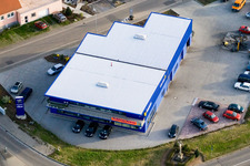 Nordring, Peugeot Autohaus Grün in Rülzheim im Bundesland Rheinland-Pfalz, Deutschland von oben