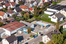 Siedlung Gartenstadt in Kandel im Bundesland Rheinland-Pfalz, Deutschland vom Flugzeug aus