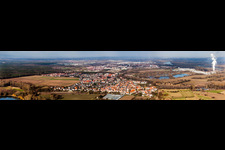 Panorama - Perspektive Ortsansicht der Straßen und Häuser der Wohngebiete im Ortsteil Sondernheim in Germersheim im Bundesland Rheinland-Pfalz, Deutschland