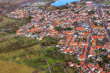 Stadtansicht aus Südwesten in Philippsburg im Bundesland Baden-Württemberg, Deutschland