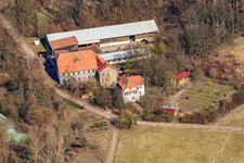Wanzheimer Mühle in Rheinzabern im Bundesland Rheinland-Pfalz, Deutschland aus der Drohnenperspektive