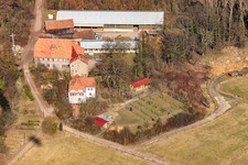 Wanzheimer Mühle in Rheinzabern im Bundesland Rheinland-Pfalz, Deutschland von einer Drohne aus