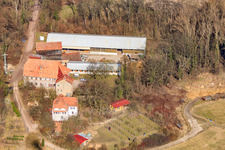 Wanzheimer Mühle in Rheinzabern im Bundesland Rheinland-Pfalz, Deutschland von der Drohne aus gesehen